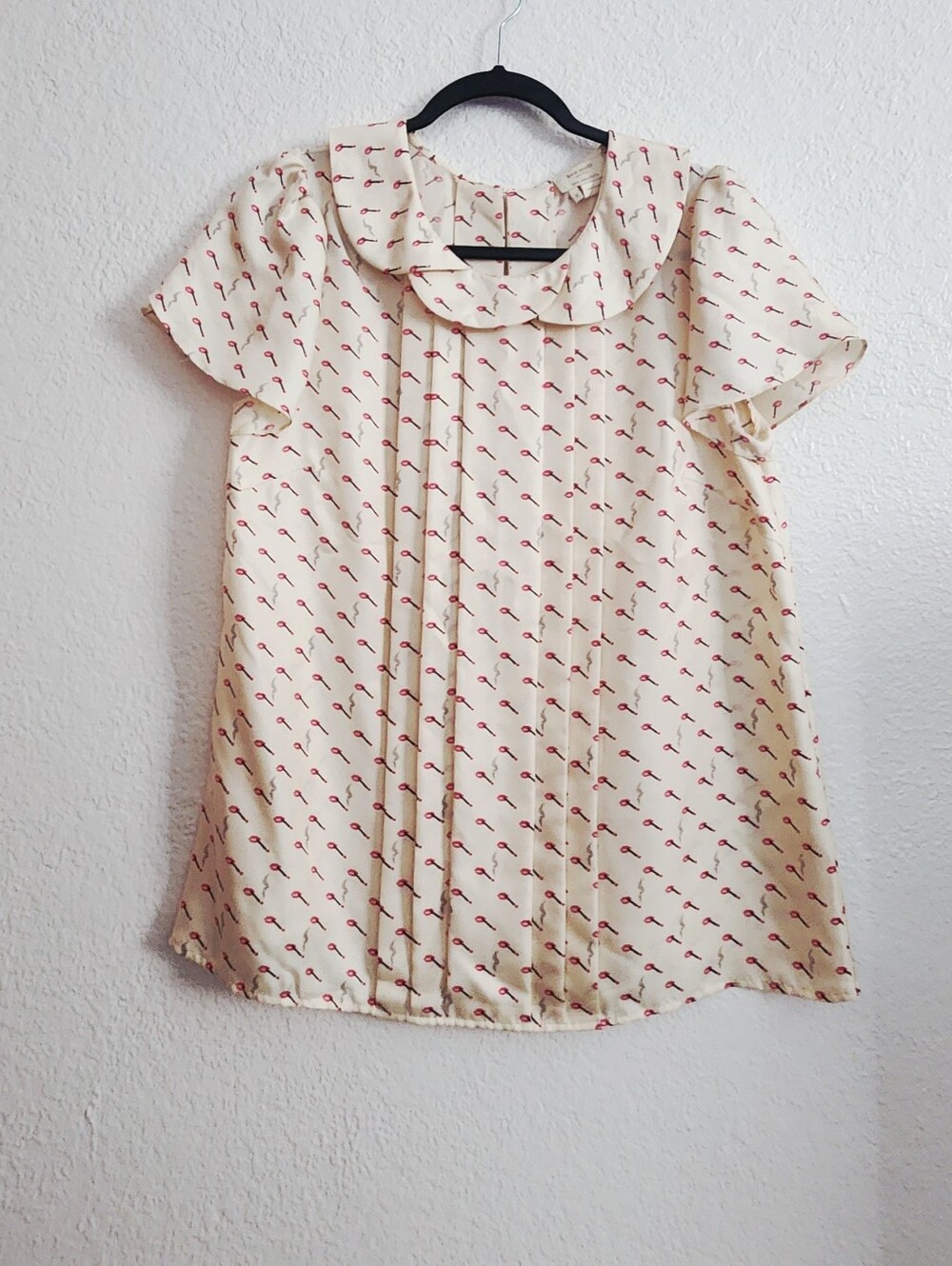 Kate Spade Cigarette Print Silk Blouse